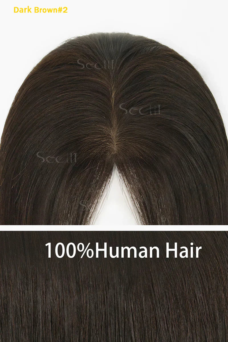 Carlin Human Hair Topper Dark Brown #2