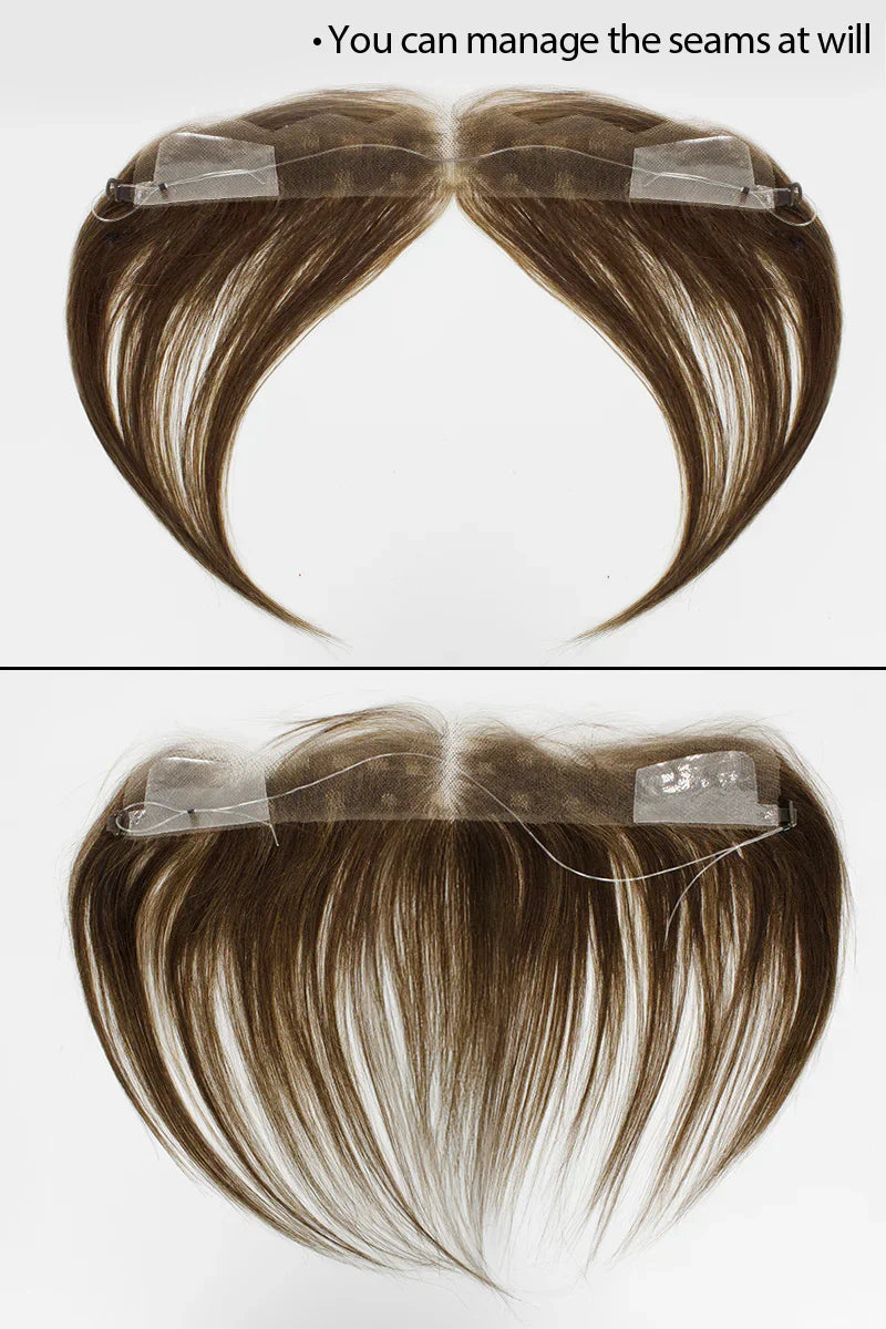 Aurora Hair Hairline Topper: Breathable Lace|Halo Wire|Natural Look Dark Brown mix Medium Ash Brown #P2/6