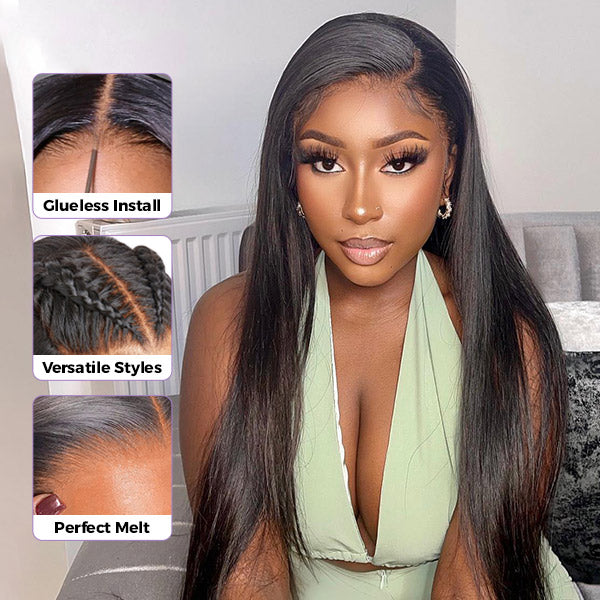 Straight Wear Go Wigs Pre Cut 9x6 HD Lace Bleached Knots Glueless Wigs Human Hair Tiny Knots Pre Plucked Hairline