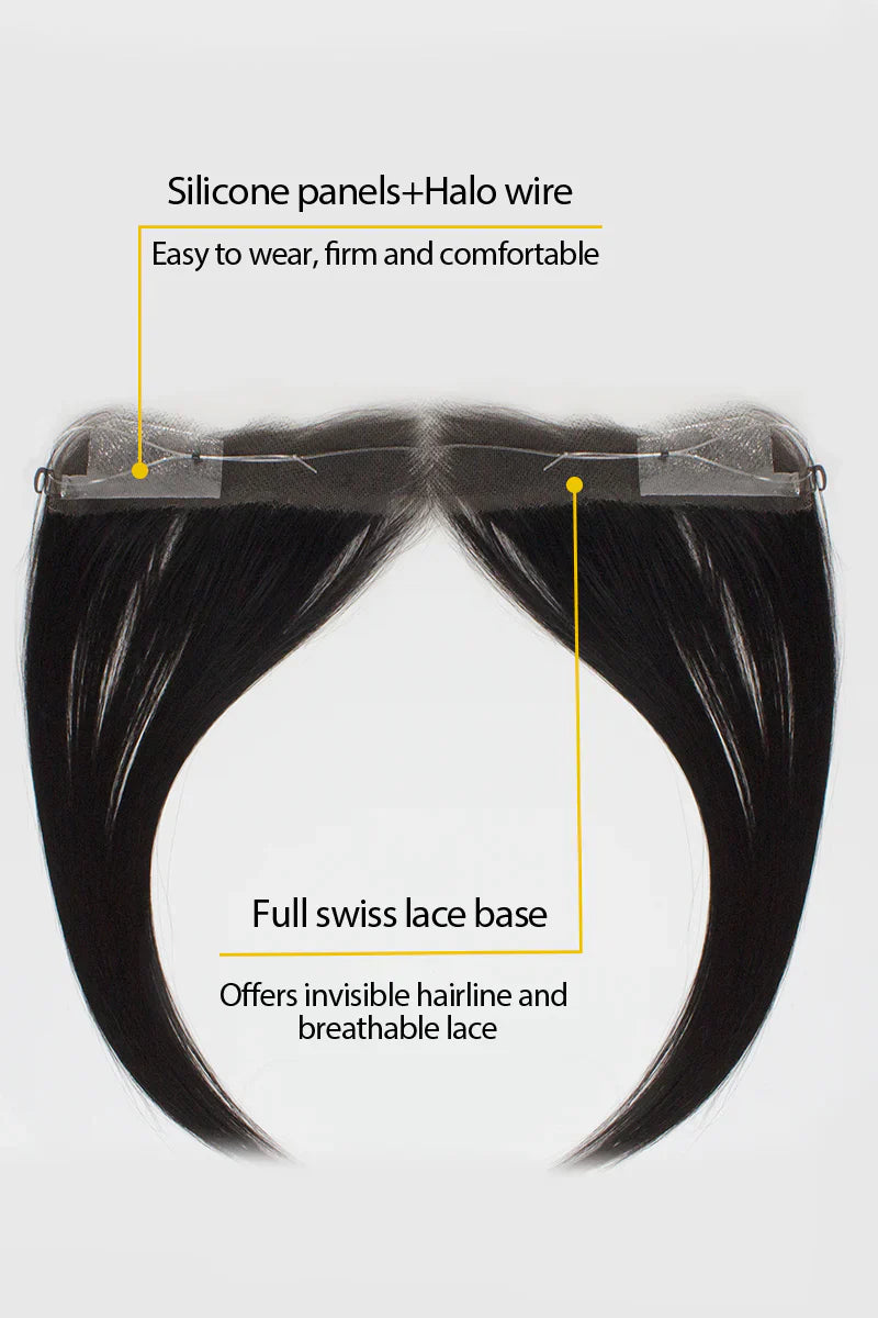 Aurora Hairline Topper: Breathable Lace|Halo Wire|Natural Look Natural Black #1B