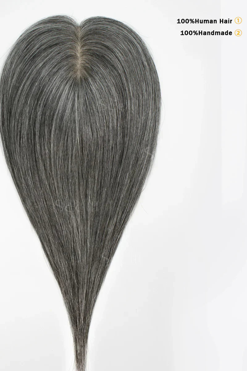 Flavia Silk Top Remy Human Hair Topper #Medium Grey