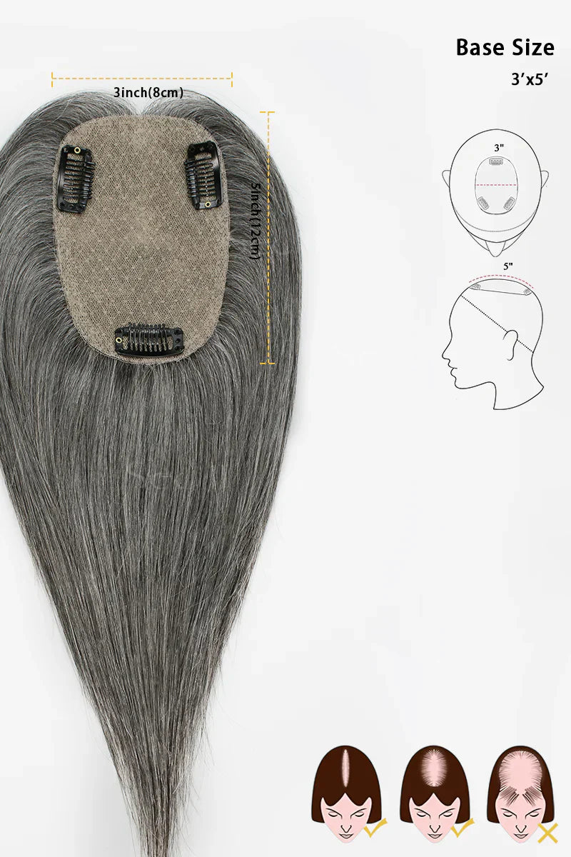 Flavia Silk Top Remy Human Hair Topper #Medium Grey