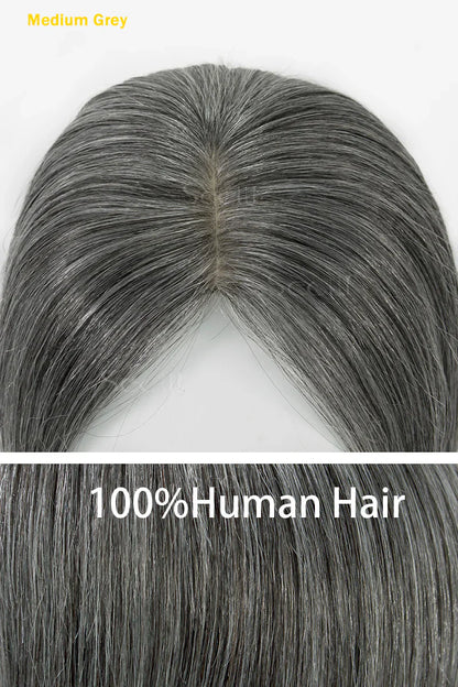 Flavia Silk Top Remy Human Hair Topper #Medium Grey