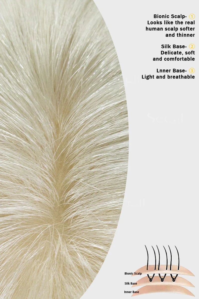 Flavia Silk Top Remy Human Hair Topper #Platinum Blonde #60