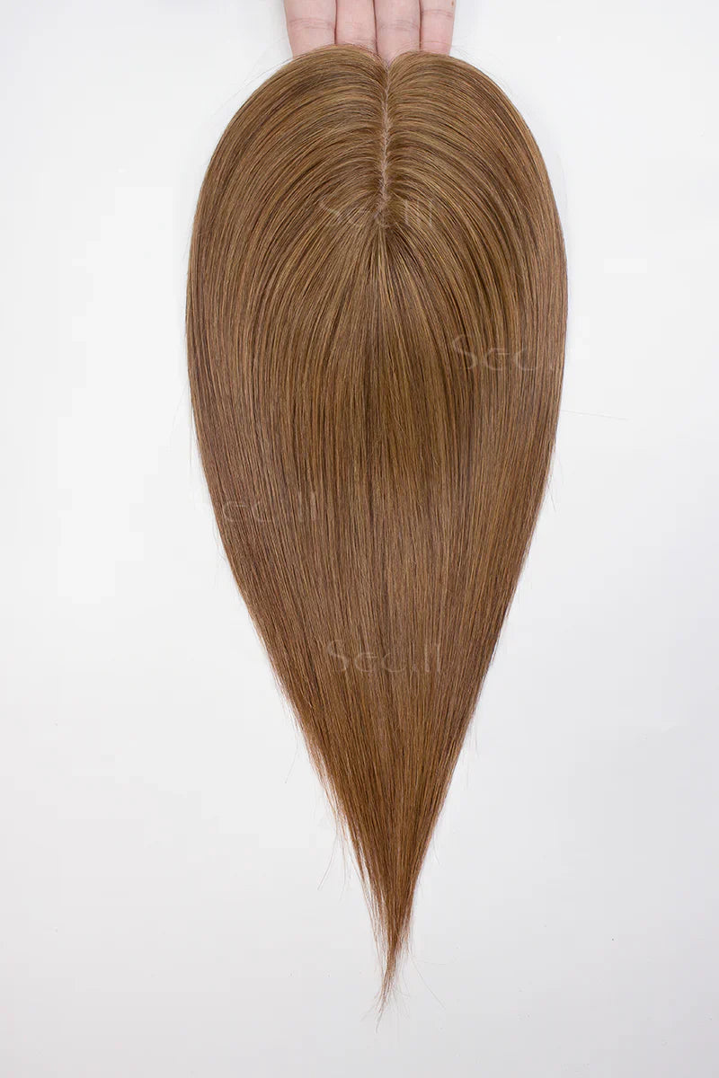 Flavia Silk Top Remy Human Hair Topper Light Auburn Brown #30