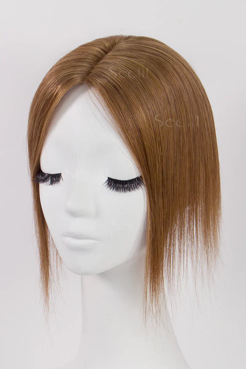 Flavia Silk Top Remy Human Hair Topper Light Auburn Brown #30
