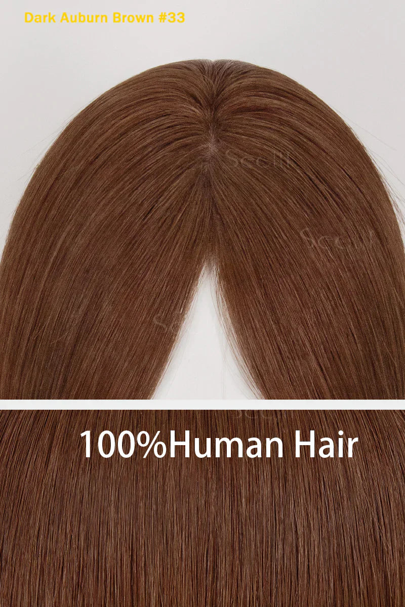 Flavia Silk Top Remy Human Hair Topper Dark Auburn Brown #33