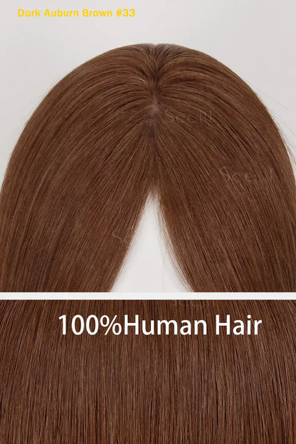 Flavia Silk Top Remy Human Hair Topper Dark Auburn Brown #33