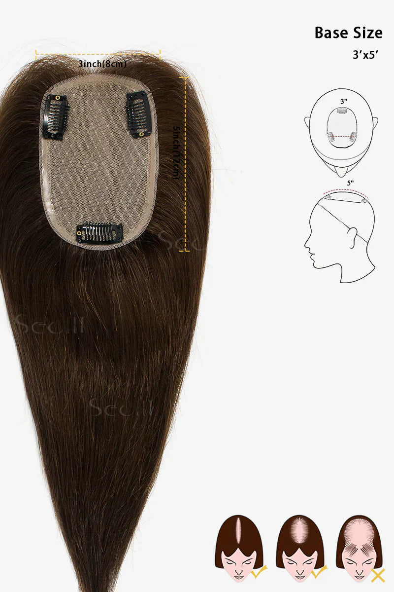 Flavia Silk Top Remy Human Hair Topper Medium Brown #4