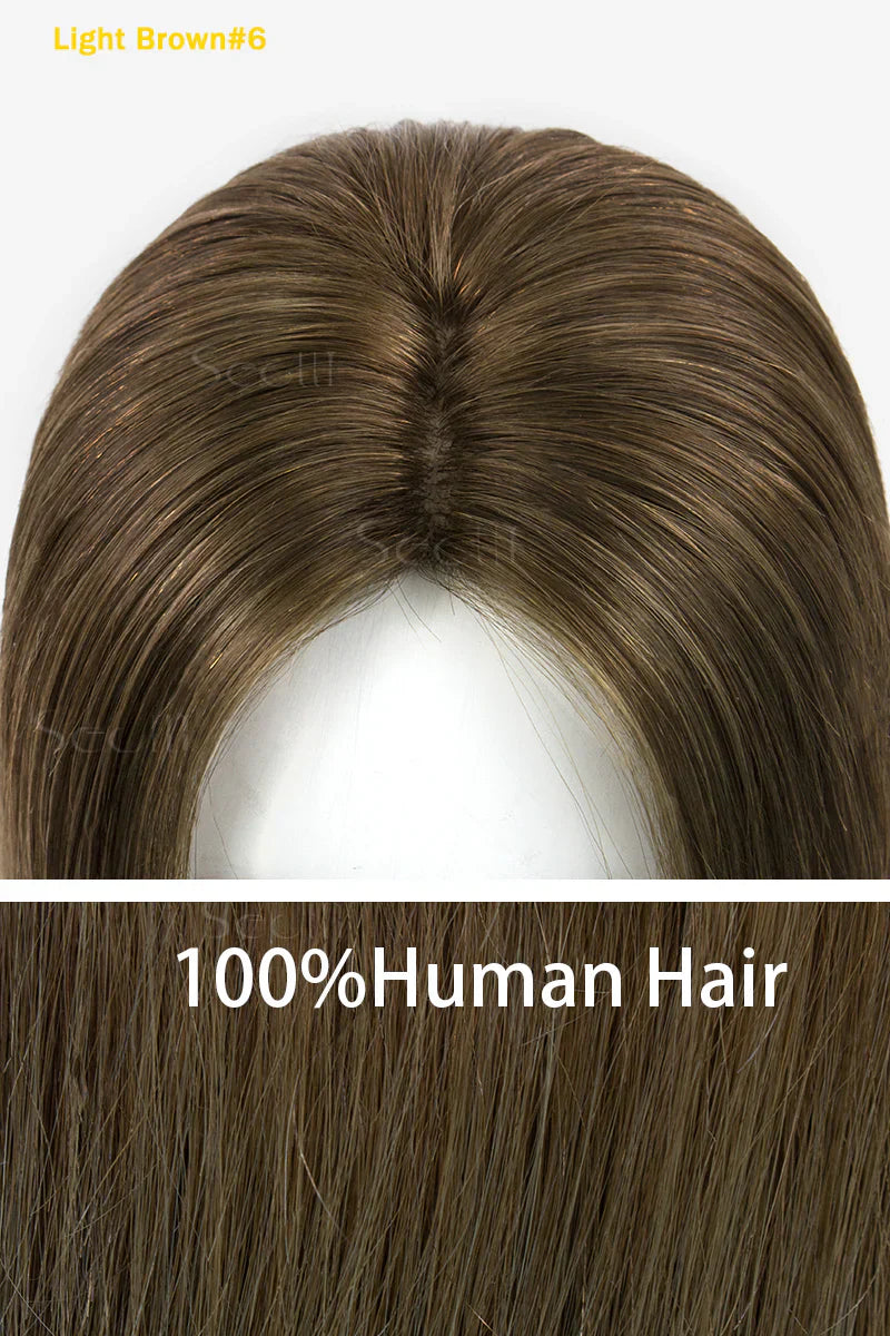 Flavia Silk Top Remy Human Hair Topper Light Brown #6
