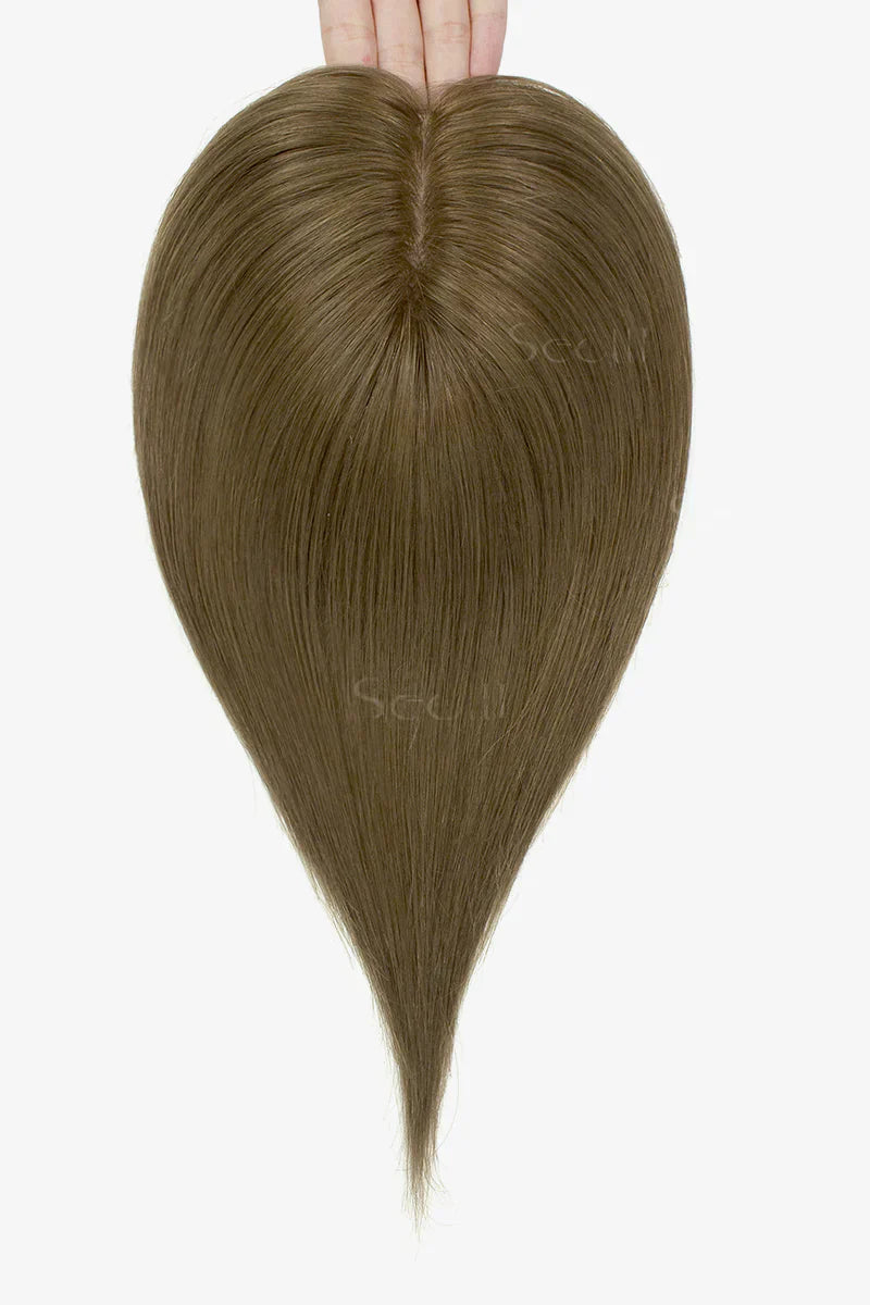Flavia Silk Top Remy Human Hair Topper Light Chestnut Brown #8