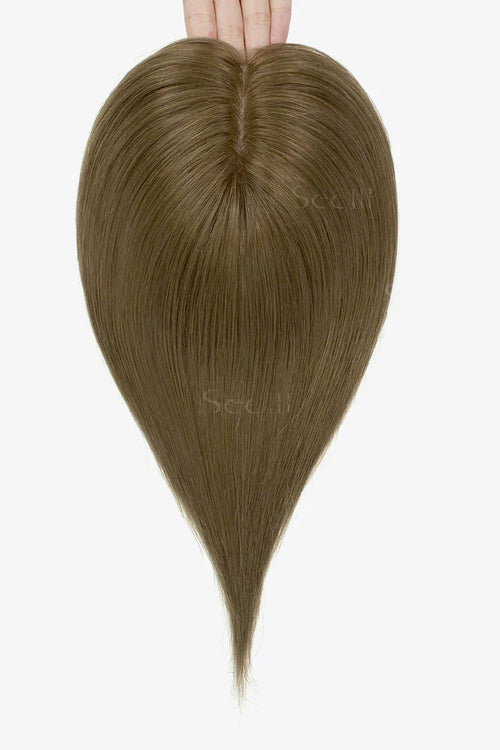 Flavia Silk Top Remy Human Hair Topper Light Chestnut Brown #8
