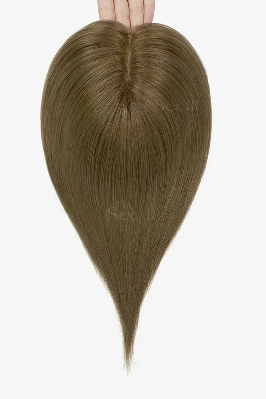 Flavia Silk Top Remy Human Hair Topper Light Chestnut Brown #8
