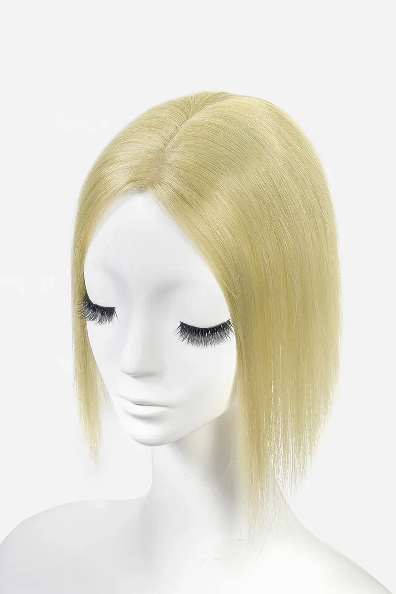 Flavia Silk Top Remy Human Hair Topper #Platinum Blonde Grey