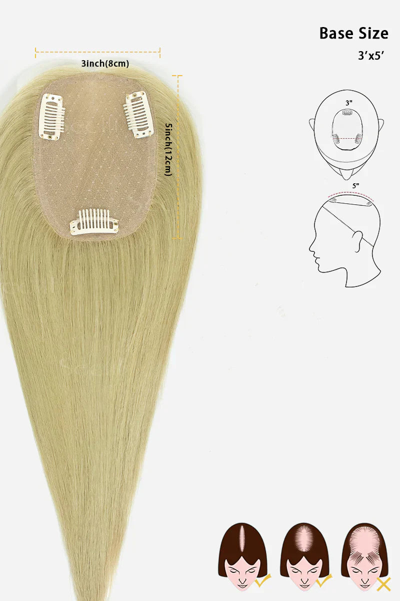 Flavia Silk Top Remy Human Hair Topper #Platinum Blonde Grey
