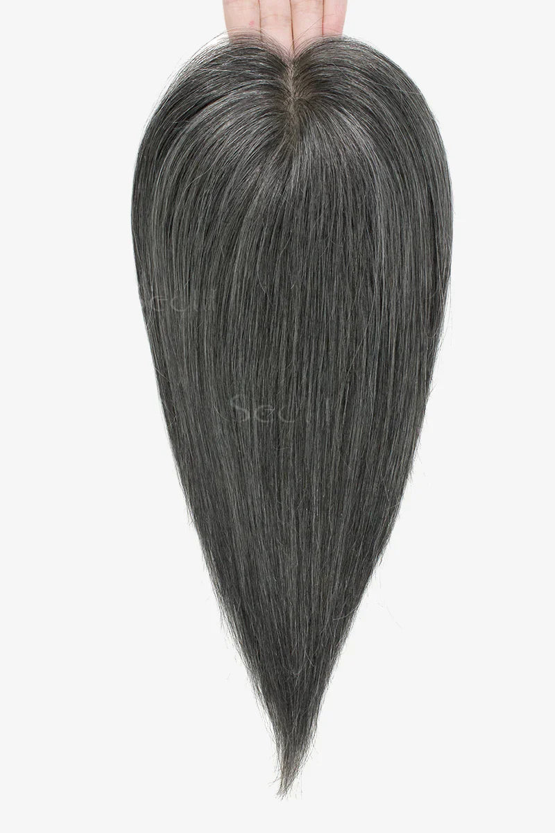Flavia Silk Top Remy Human Hair Topper #Dark Grey