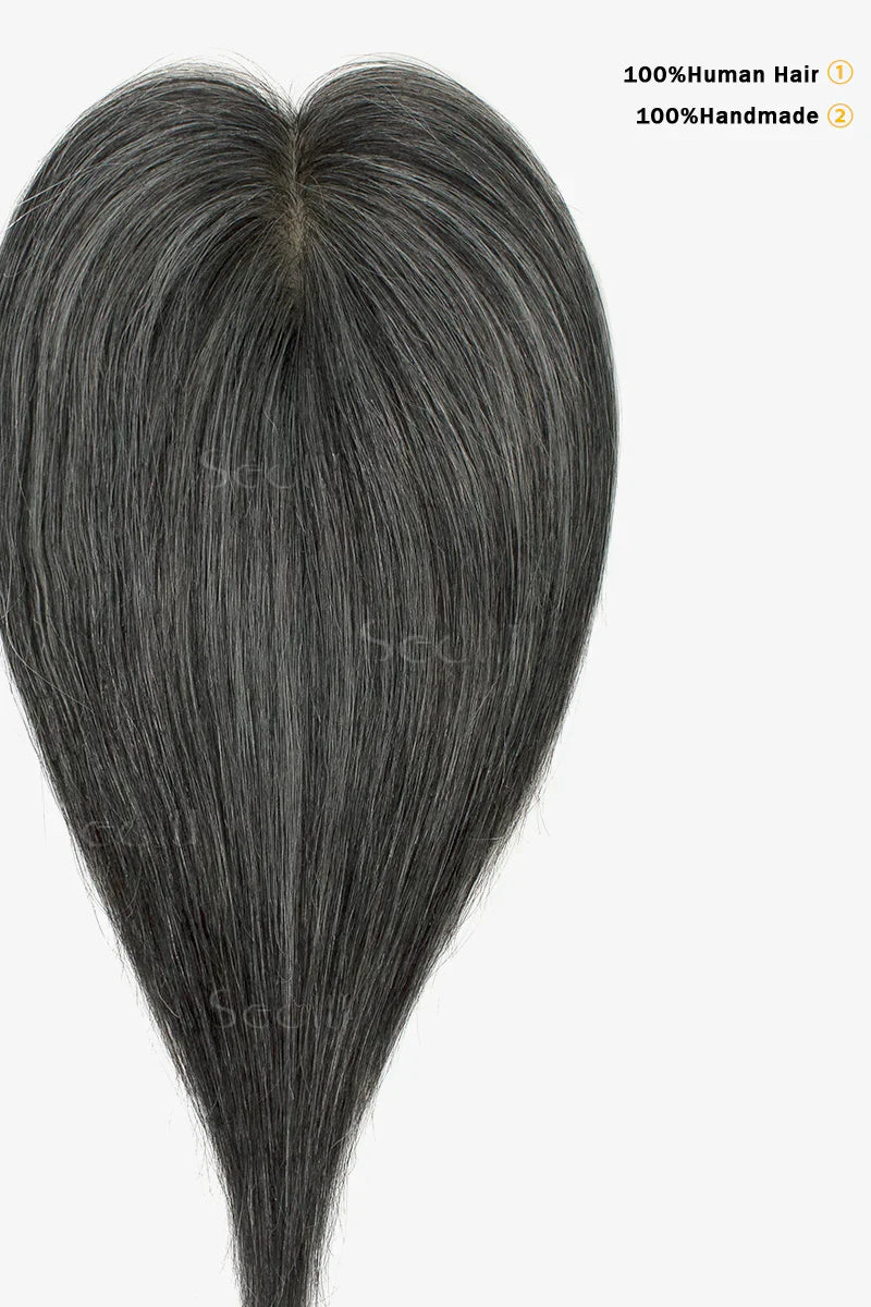 Flavia Silk Top Remy Human Hair Topper #Dark Grey