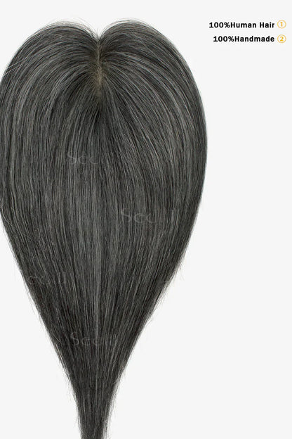Flavia Silk Top Remy Human Hair Topper #Dark Grey