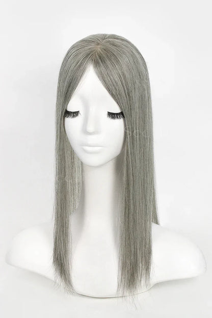 Flavia Silk Top Remy Human Hair Topper #Light Grey