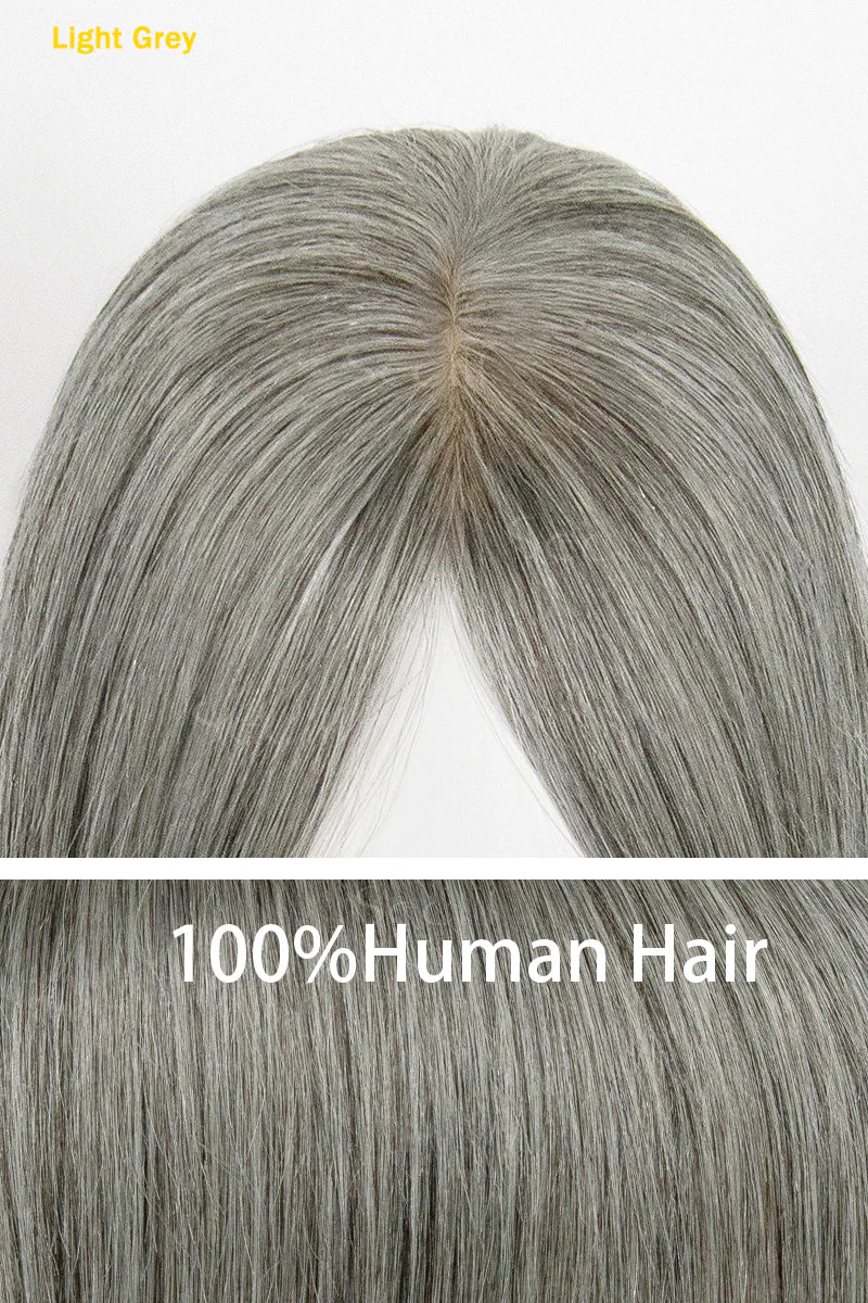 Flavia Silk Top Remy Human Hair Topper #Light Grey