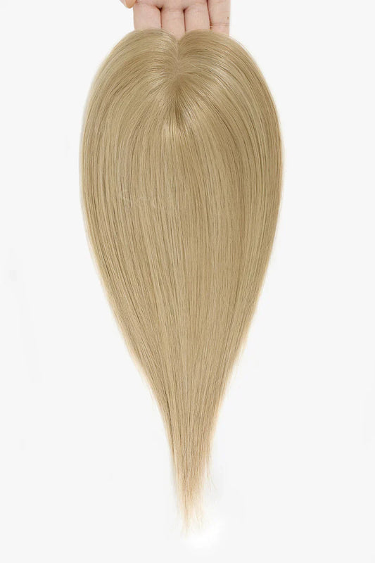 Flavia Silk Top Remy Human Hair Topper Dark Blonde with Light Blonde #P10/16 Darker