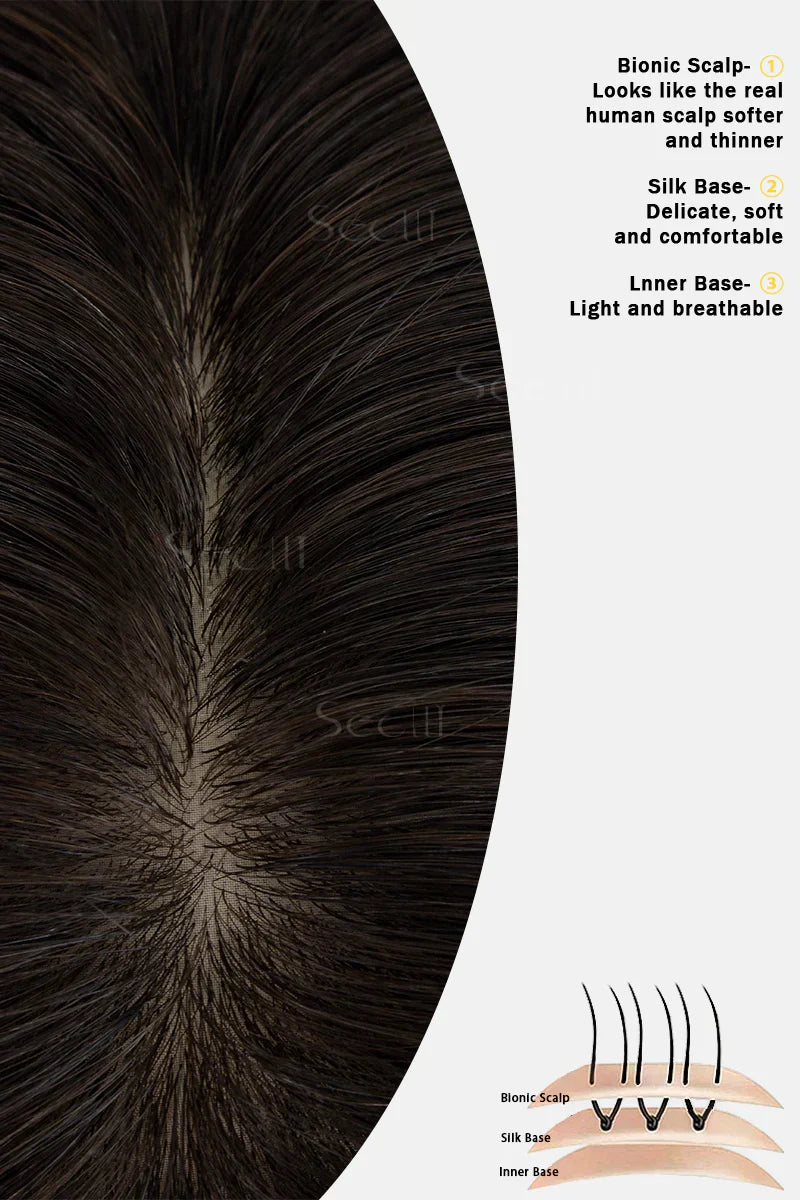 Flavia Silk Top Remy Human Hair Topper Dark Brown/Chocolate Brown #T2/3
