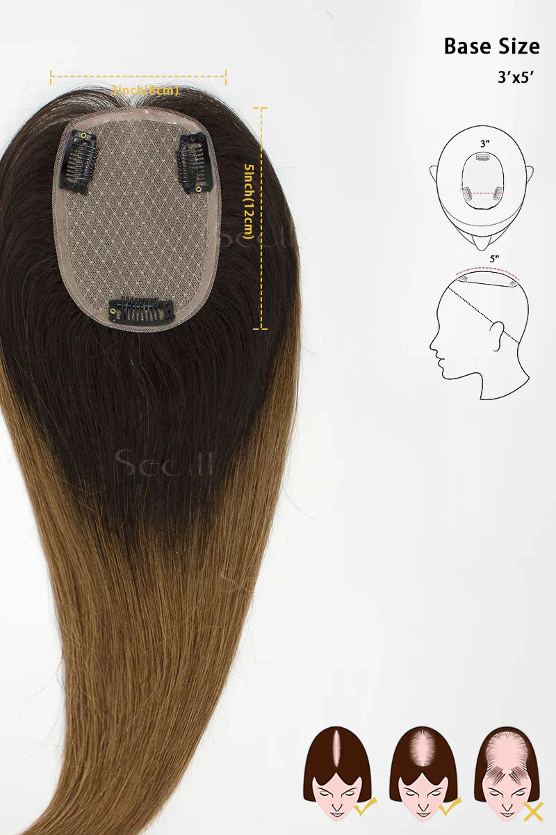 Flavia Silk Top Remy Human Hair Topper Dark Brown/Light Brown #T2/6