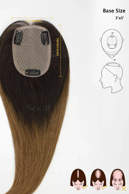 Flavia Silk Top Remy Human Hair Topper Dark Brown/Light Brown #T2/6