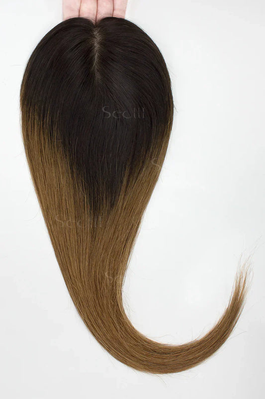 Flavia Silk Top Remy Human Hair Topper Dark Brown/Light Brown #T2/6