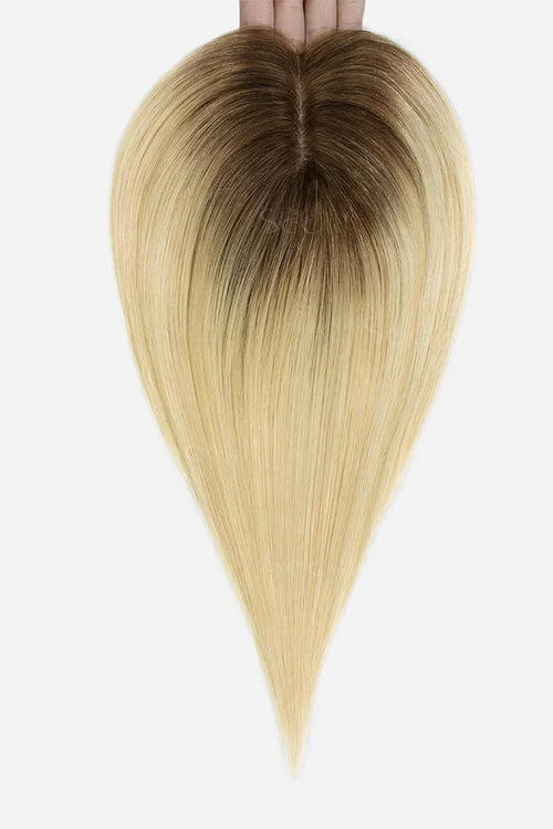 Flavia Silk Top Remy Human Hair Topper Light Blonde With Highlights #T4/16/613