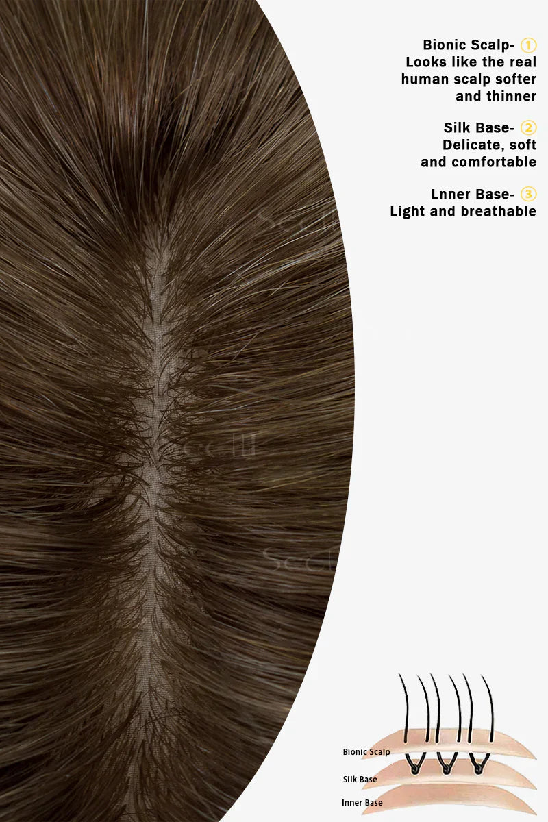 Flavia Silk Top Remy Human Hair Topper Light Blonde With Highlights #T4/16/613