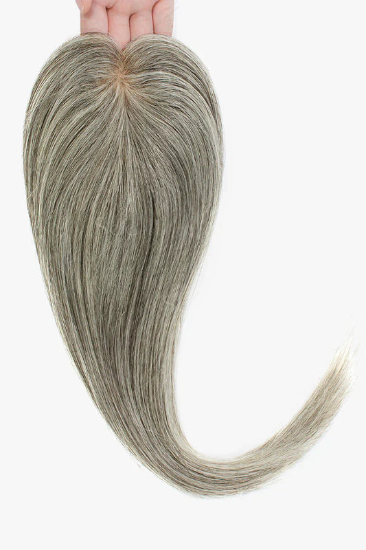 Flavia Silk Top Remy Human Hair Topper #Light Brown Grey