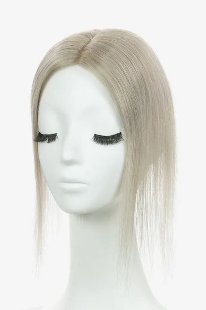 Flavia Silk Top Remy Human Hair Topper #Silver Gray