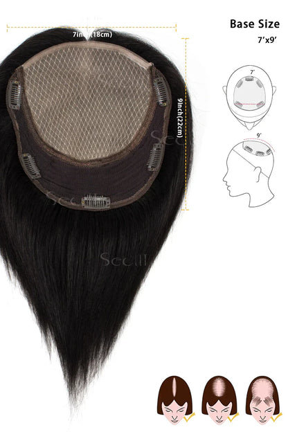 Carlin Human Hair Topper Natural Black #1B