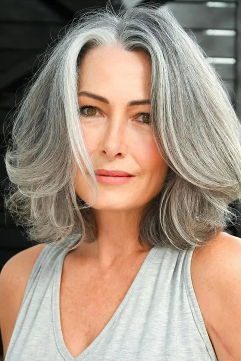 Flavia Silk Top Remy Human Hair Topper #Light Grey