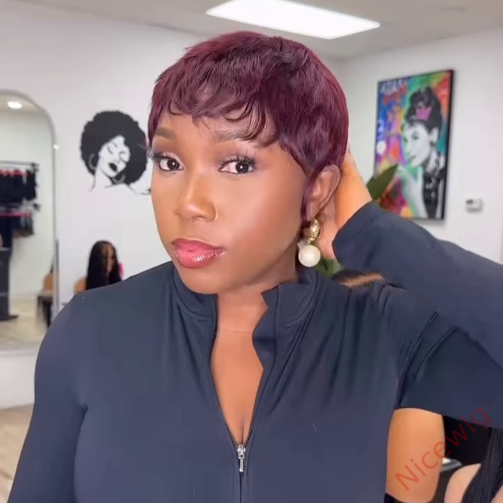 Best Seller Glueless Supper Short Pixie Cut Wig Straight Hair